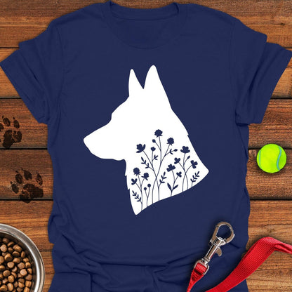 German Shepherd Flowers Navy