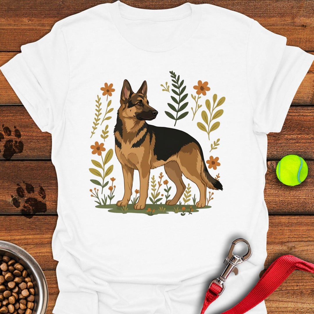 German Shepherd Flowers White