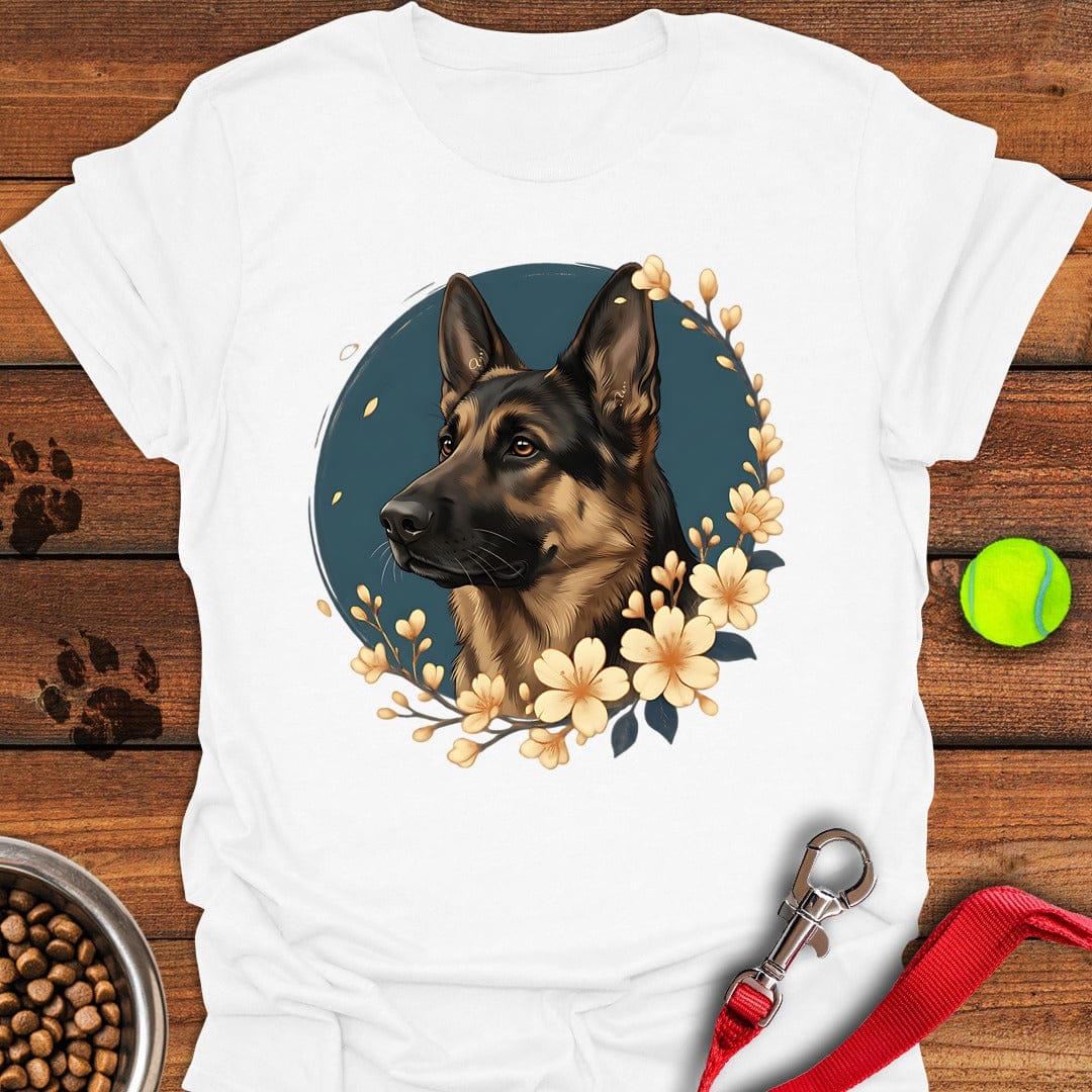 German Shepherd Flowers White