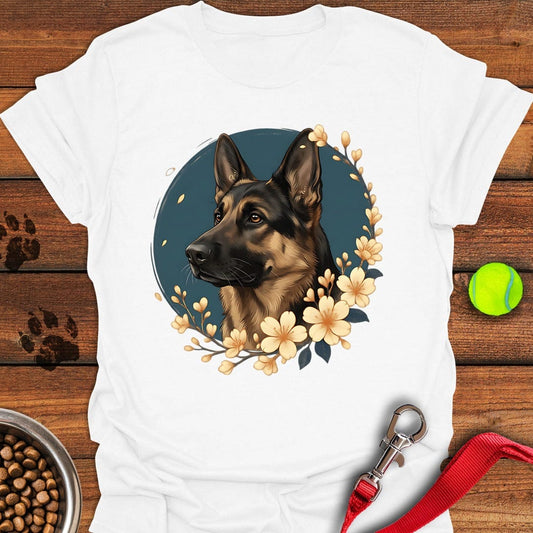 German Shepherd Flowers White