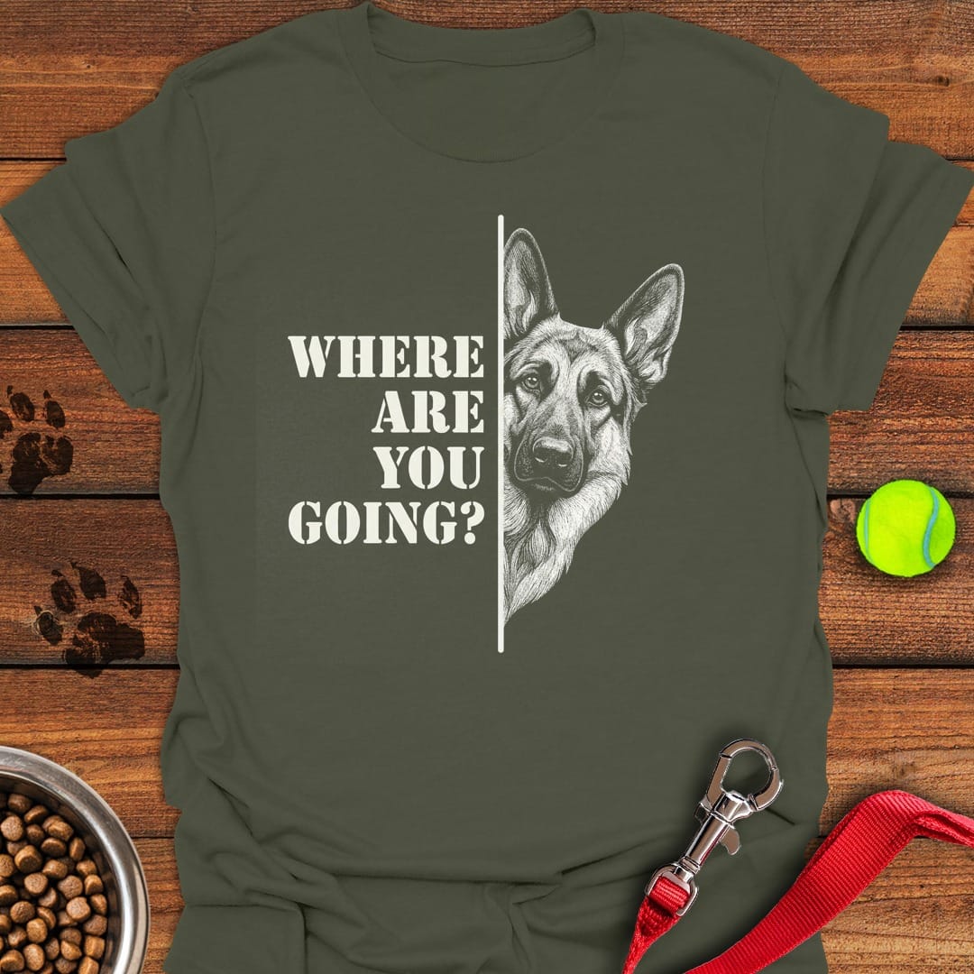 German Shepherd Following Military Green