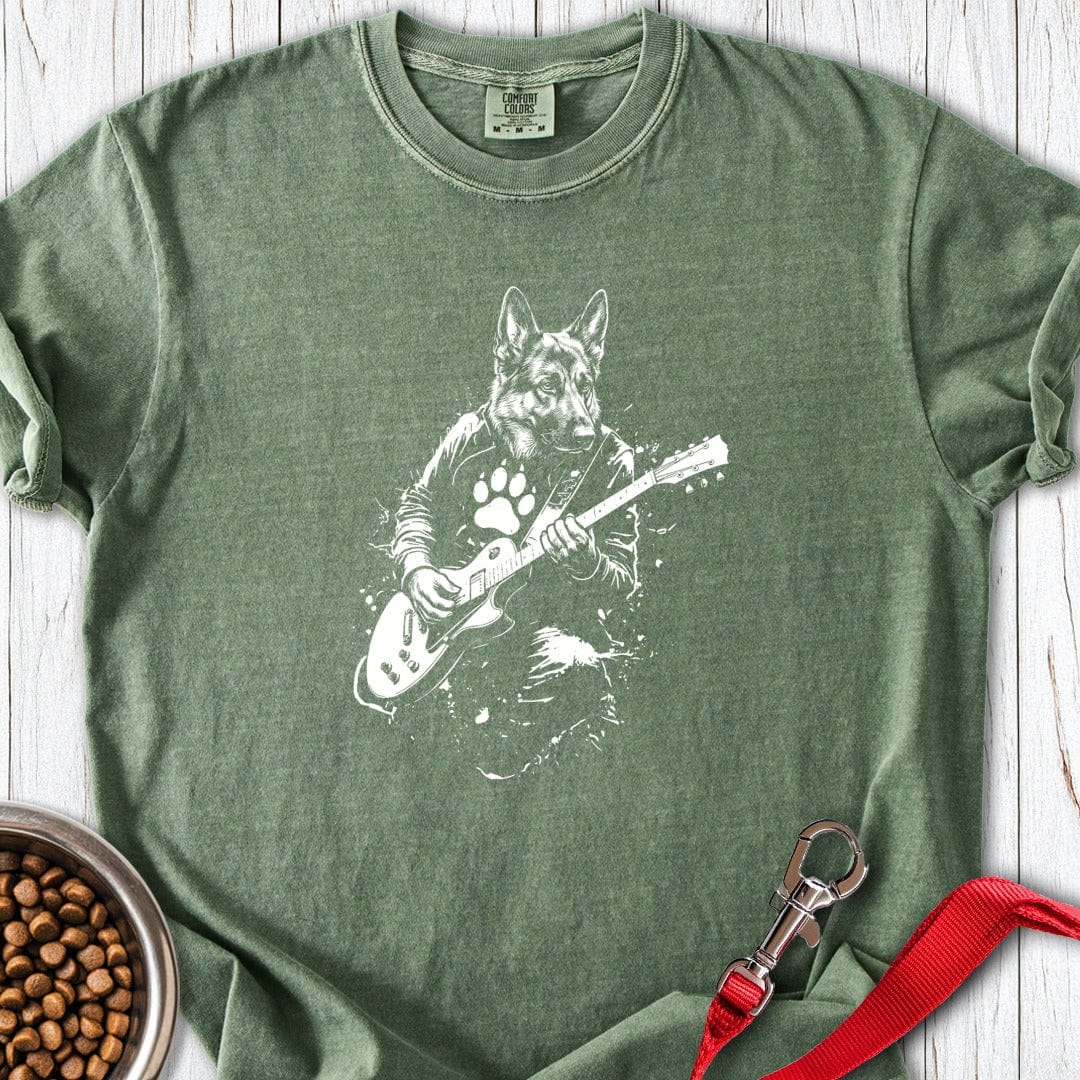 German Shepherd Guitar Premium Tee Moss