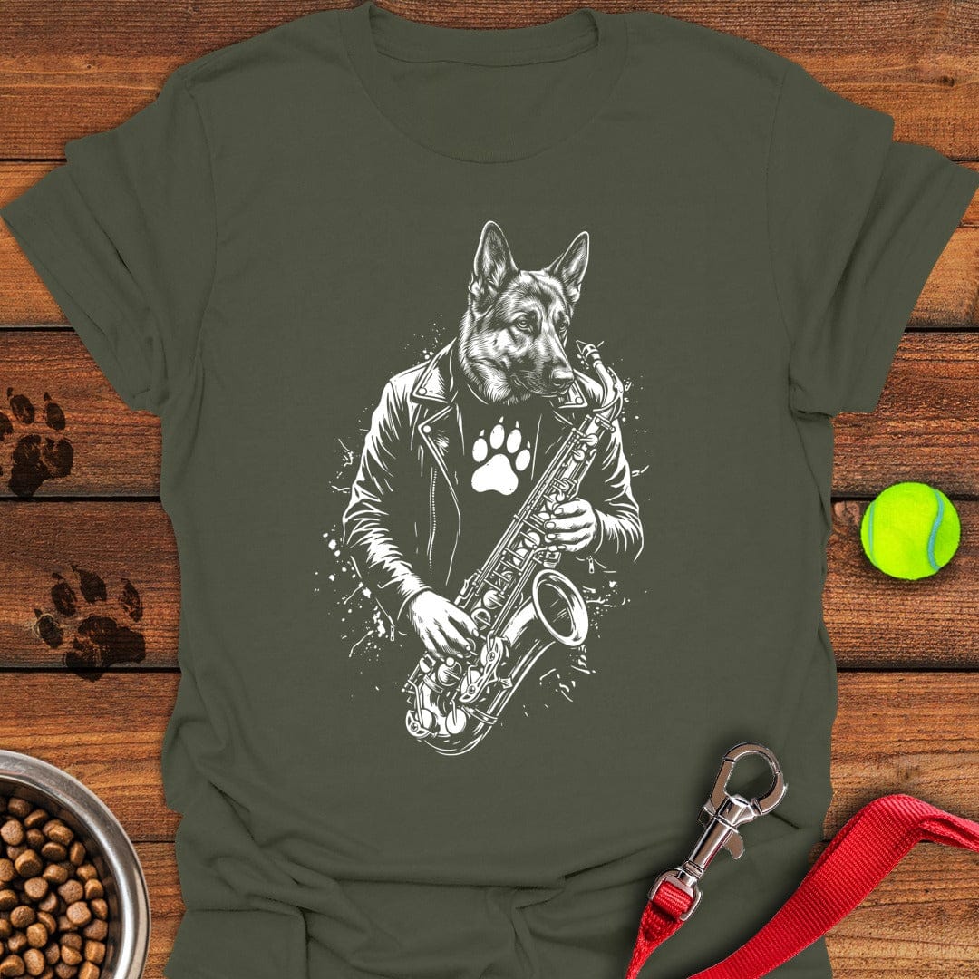 German Shepherd Saxophone Military Green