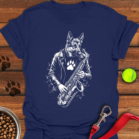 German Shepherd Saxophone Navy
