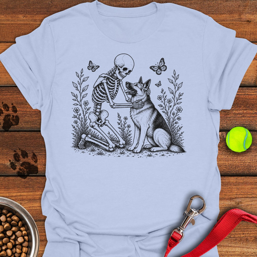German Shepherd Skeleton Halloween Light Blue
