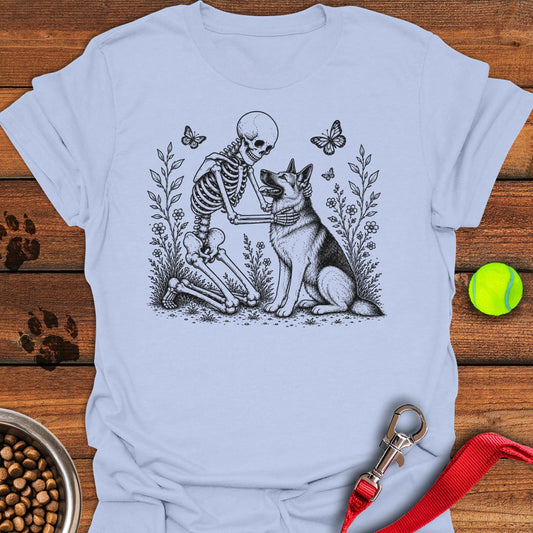 German Shepherd Skeleton Halloween Light Blue