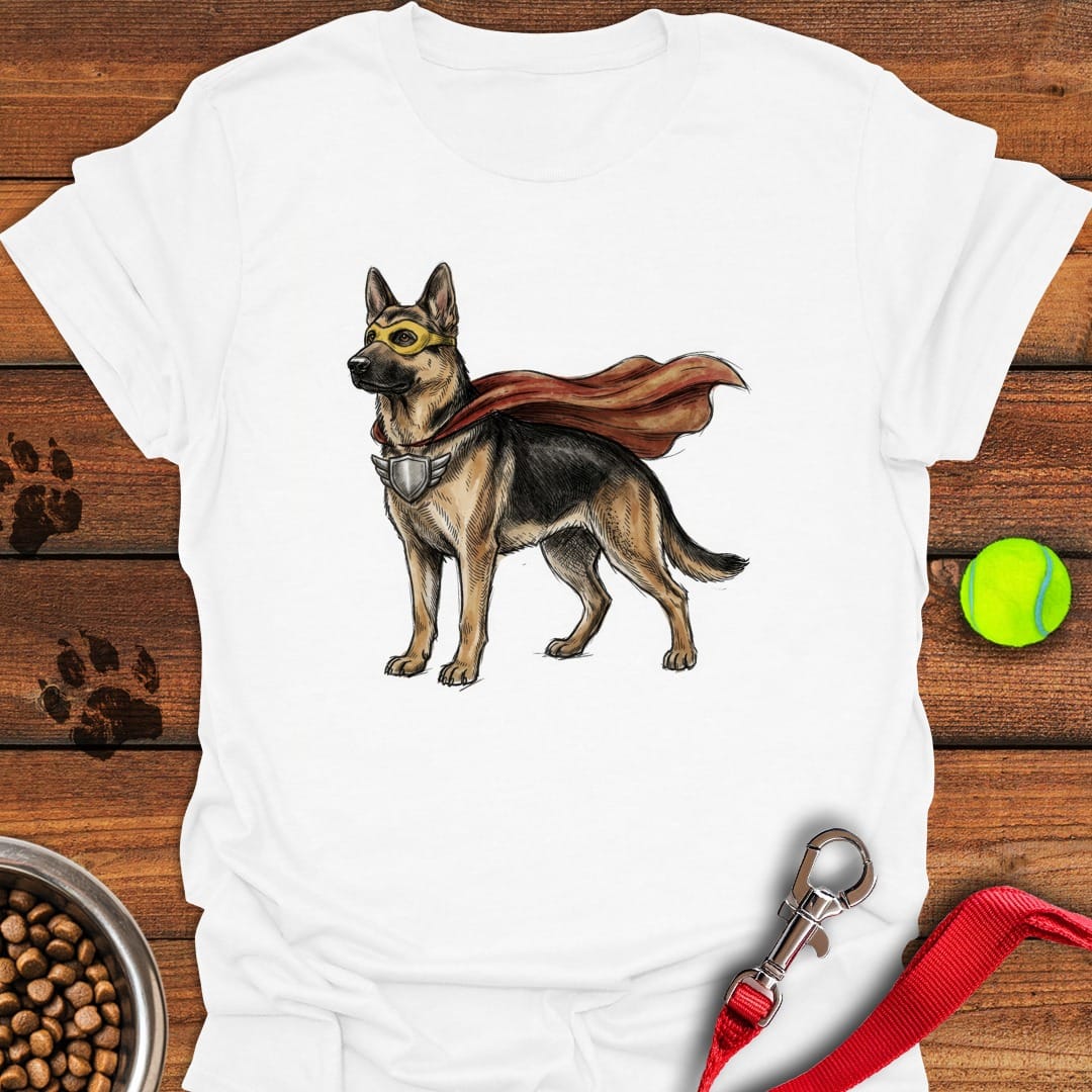 German Shepherd Superhero White