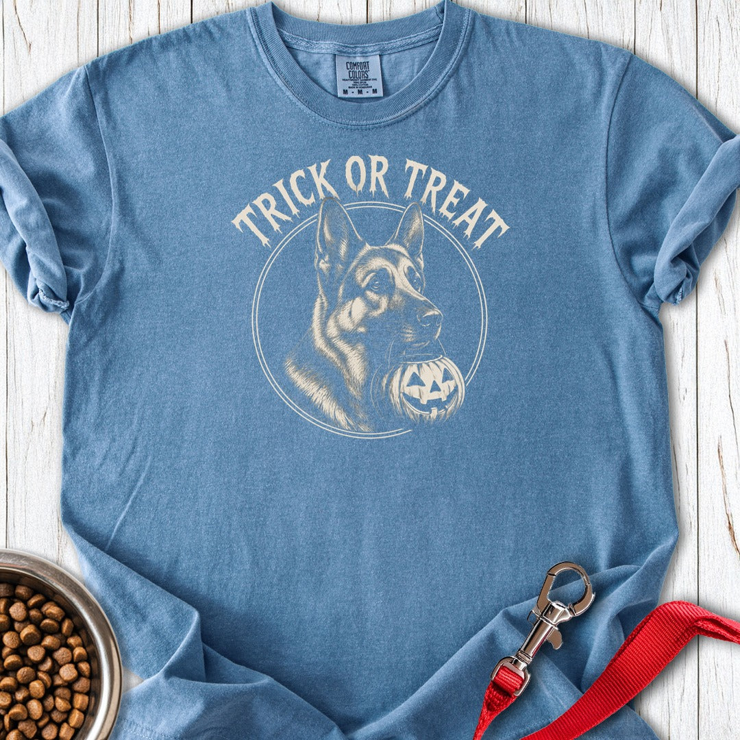 German Shepherd Trick or Treat Halloween Premium Tee Blue Jean