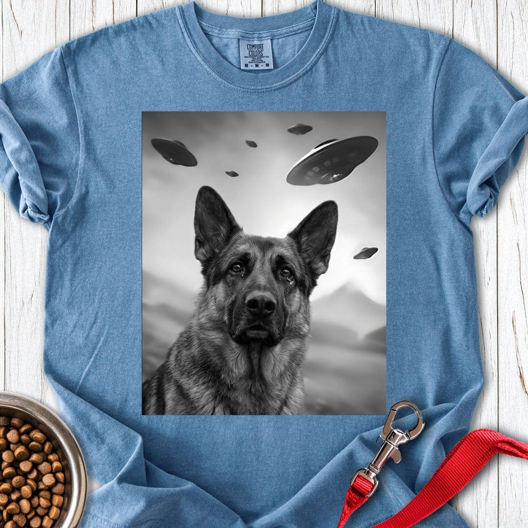 German Shepherd UFO Premium Tee Blue Jean