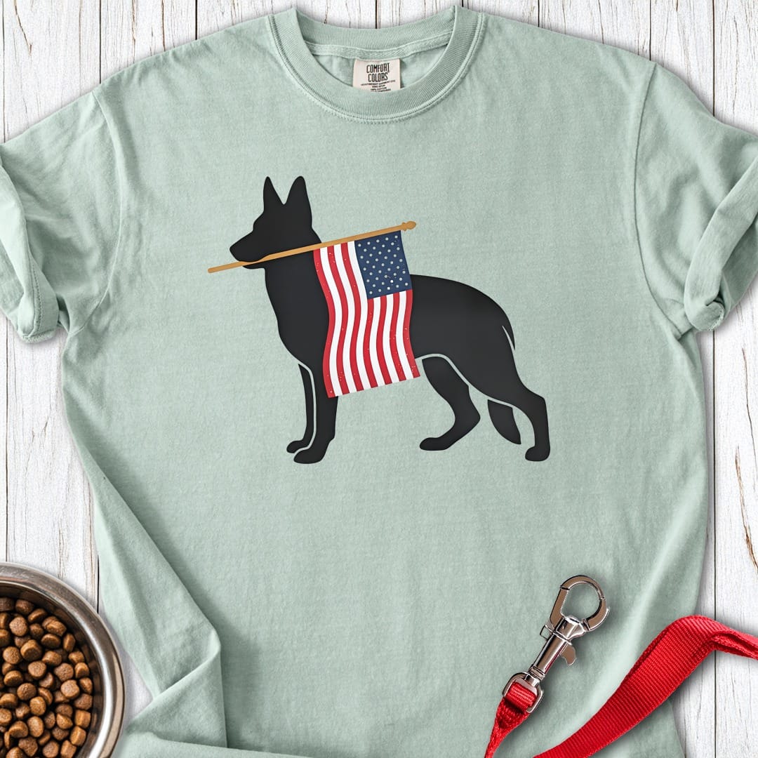 German Shepherd USA Flag Premium Tee Bay