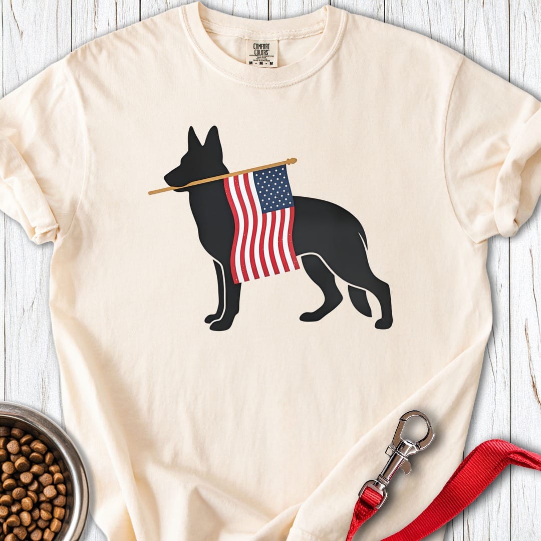 German Shepherd USA Flag Premium Tee Ivory