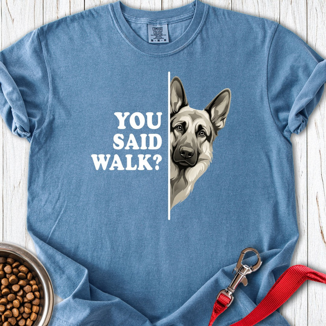 German Shepherd Walk Premium Tee Blue Jean