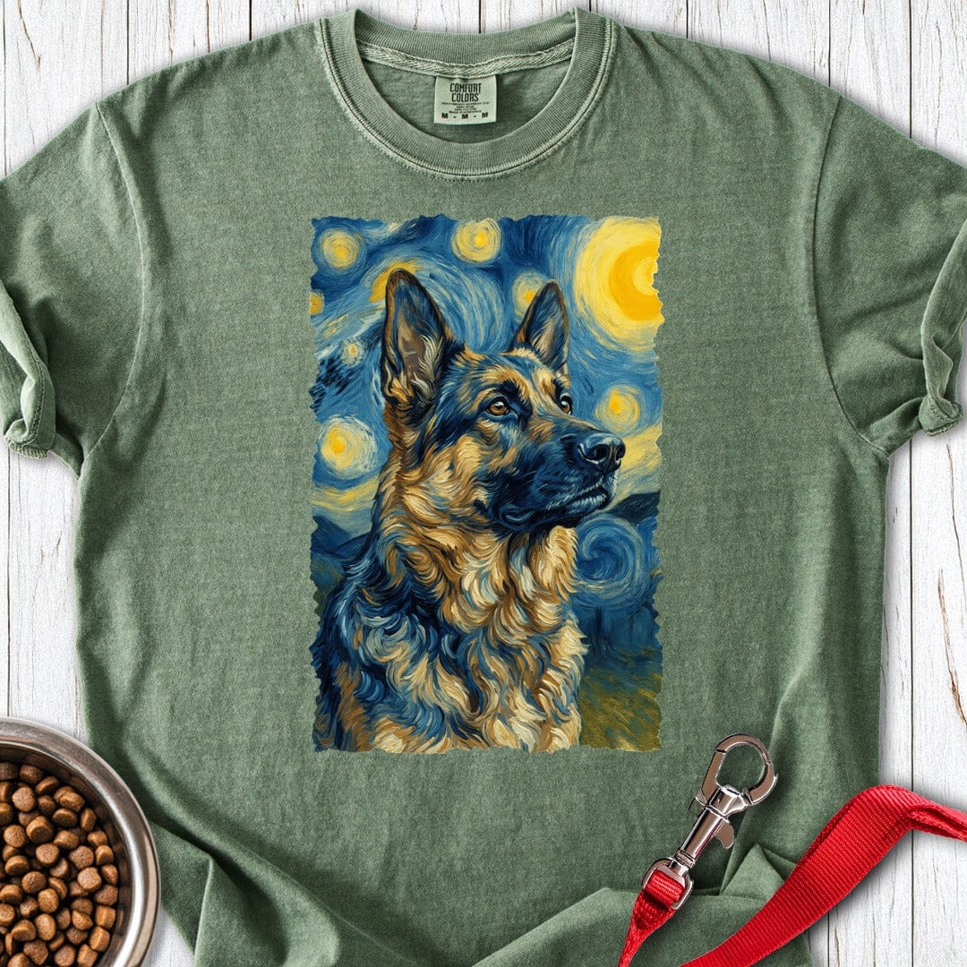 German Shepherd van Gogh Premium Tee Moss