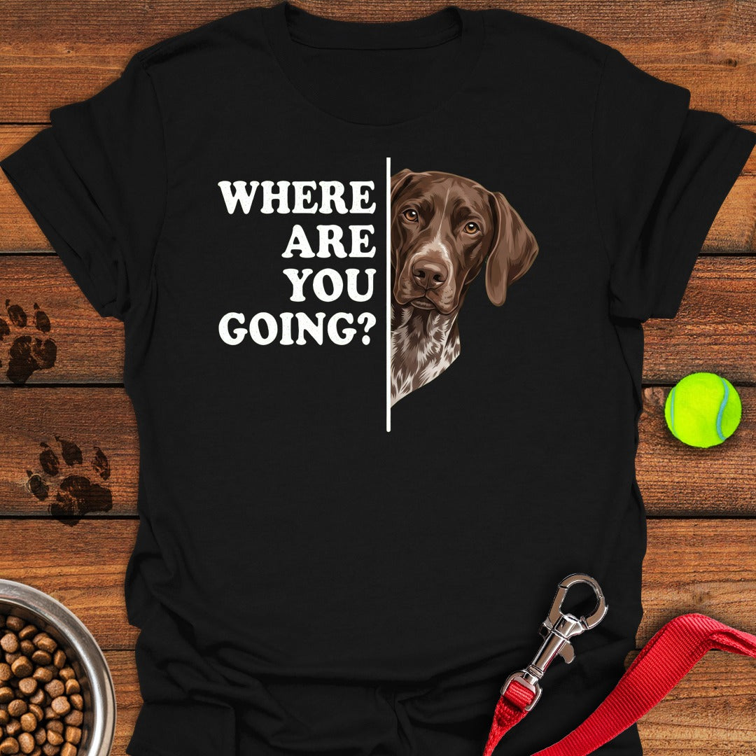 German Shorthaired Pointer Followning Black