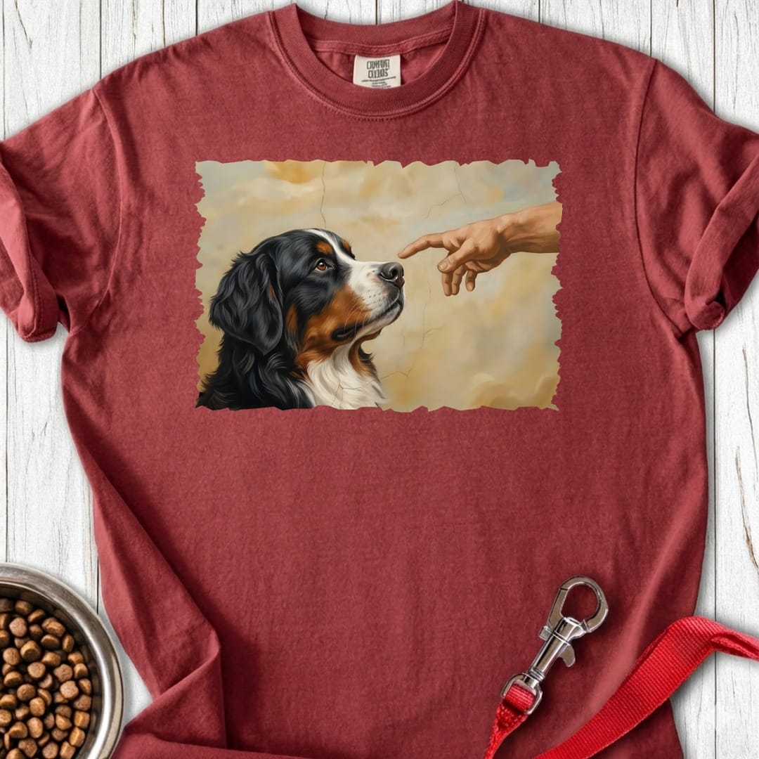 God Creates Bernese Mountain Dog Premium Tee Brick