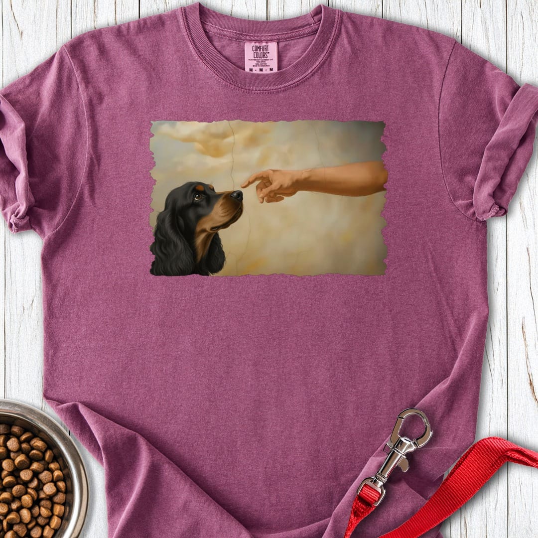 God Creates Black and Tan Cocker Premium Tee Berry
