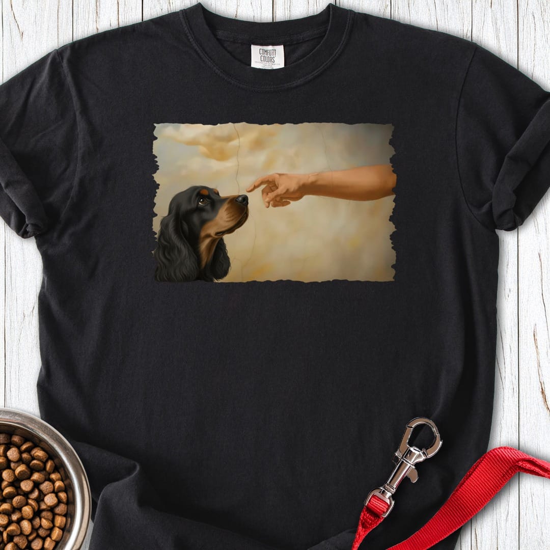 God Creates Black and Tan Cocker Premium Tee Black