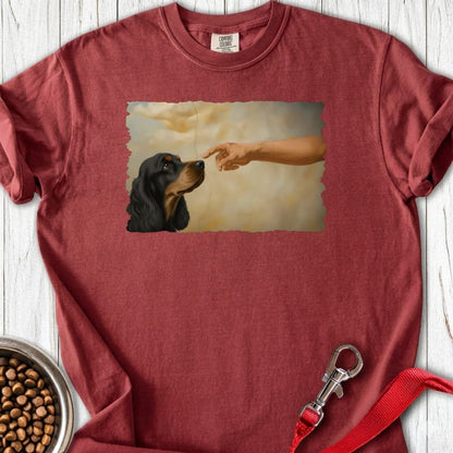 God Creates Black and Tan Cocker Premium Tee Brick