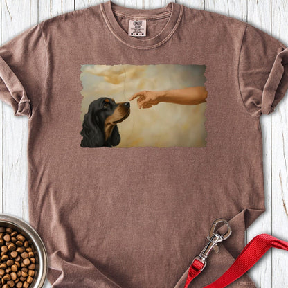 God Creates Black and Tan Cocker Premium Tee Espresso