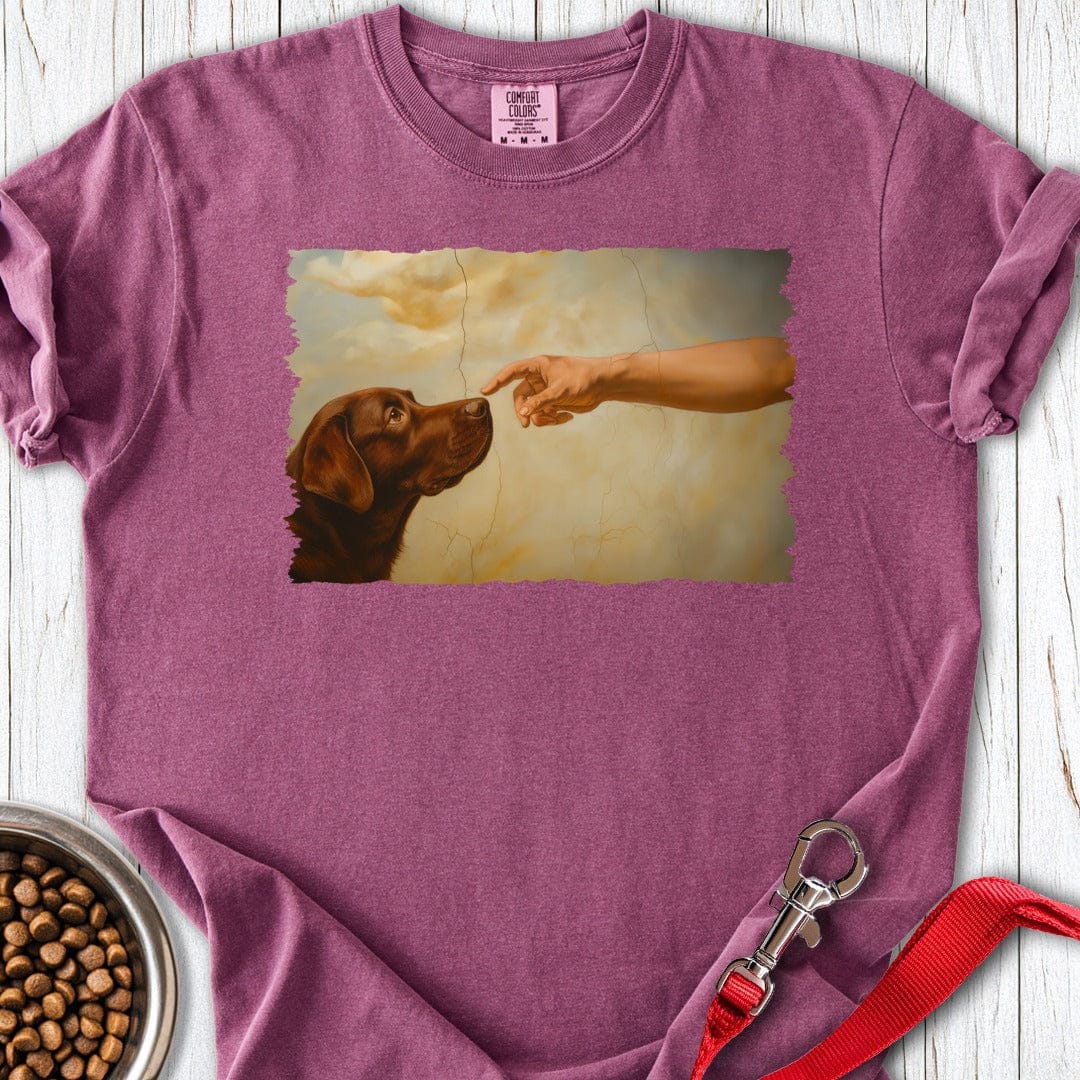 God Creates Chocolate Lab Premium Tee Berry