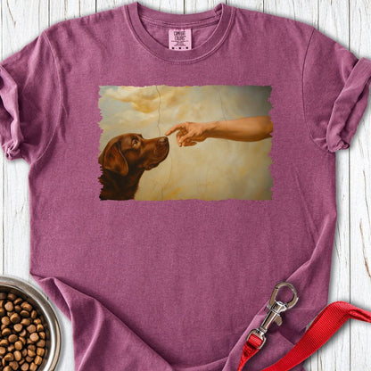 God Creates Chocolate Lab Premium Tee Berry