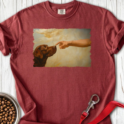 God Creates Chocolate Lab Premium Tee Brick