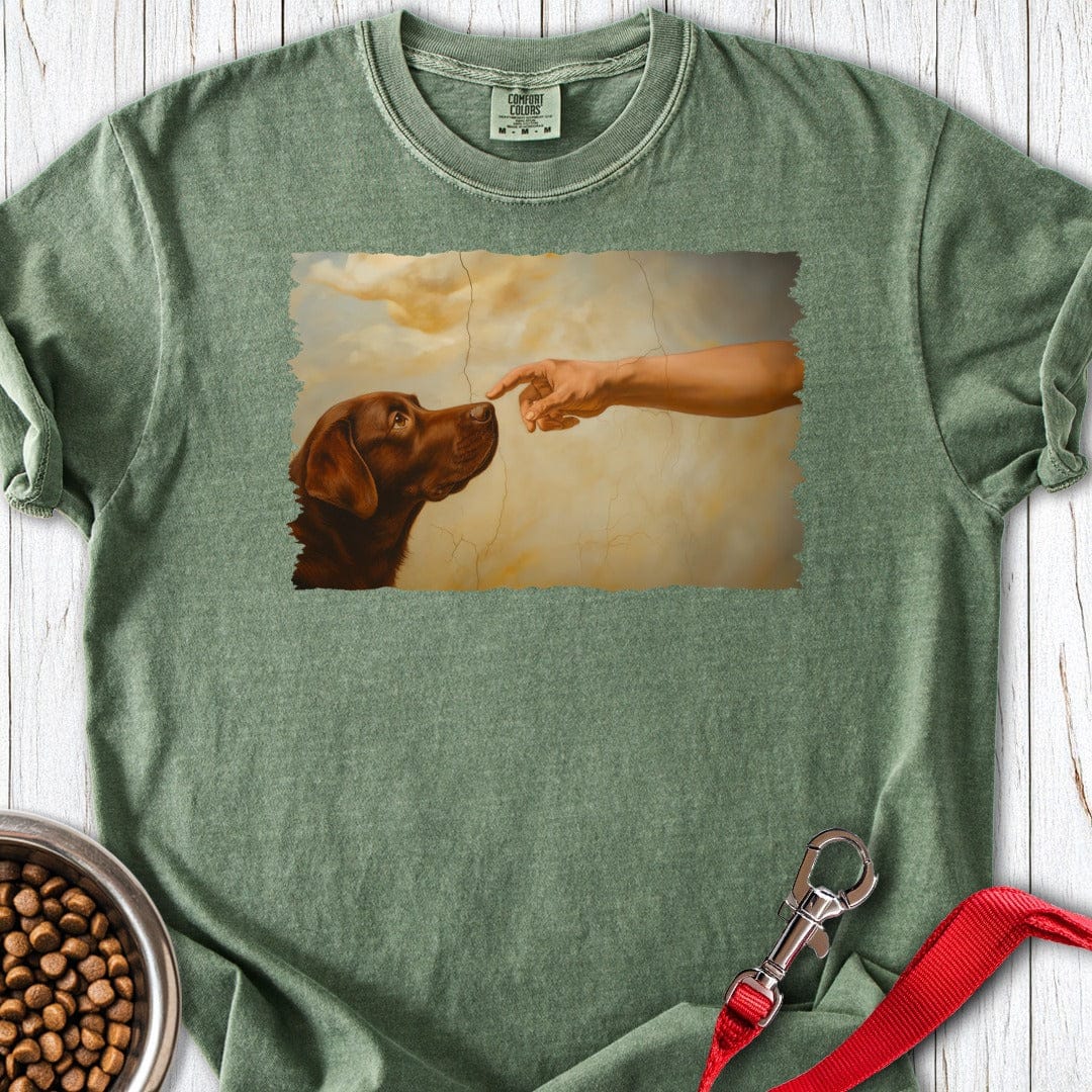 God Creates Chocolate Lab Premium Tee Moss