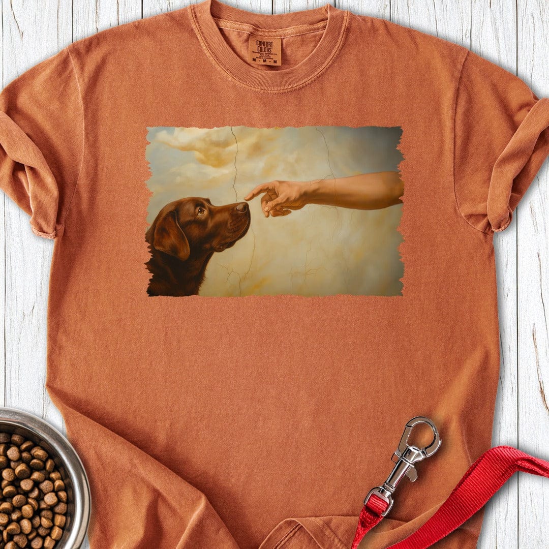 God Creates Chocolate Lab Premium Tee Yam