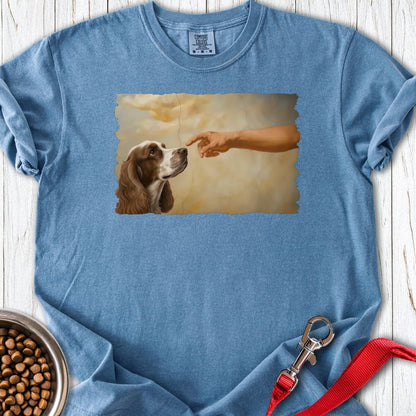 God Creates Cocker Spaniel Premium Tee Blue Jean