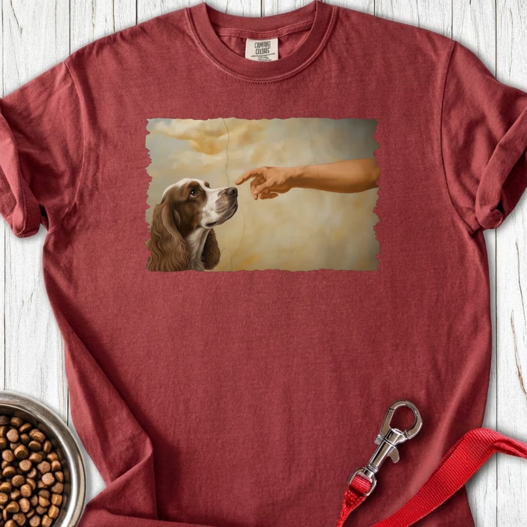 God Creates Cocker Spaniel Premium Tee Brick