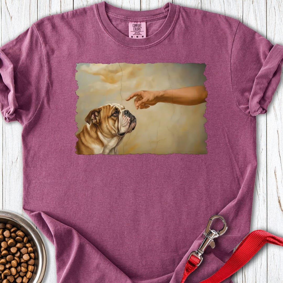 God Creates English Bulldog Premium Tee Berry
