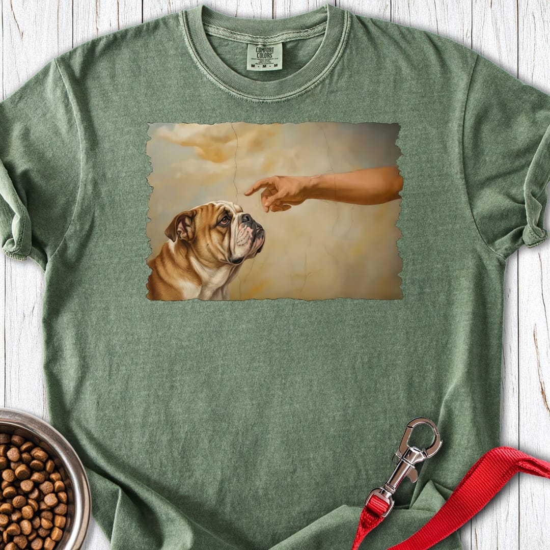 God Creates English Bulldog Premium Tee Moss