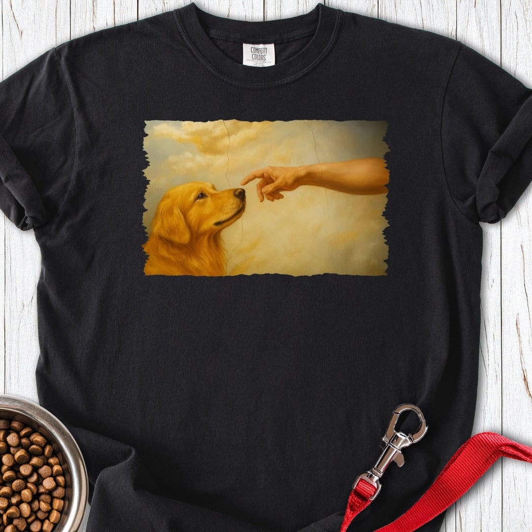 God Creates Golden Retriever Premium Tee Black