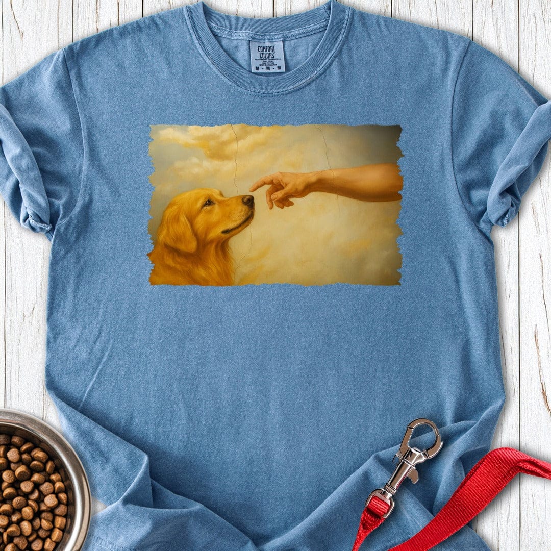 God Creates Golden Retriever Premium Tee Blue Jean