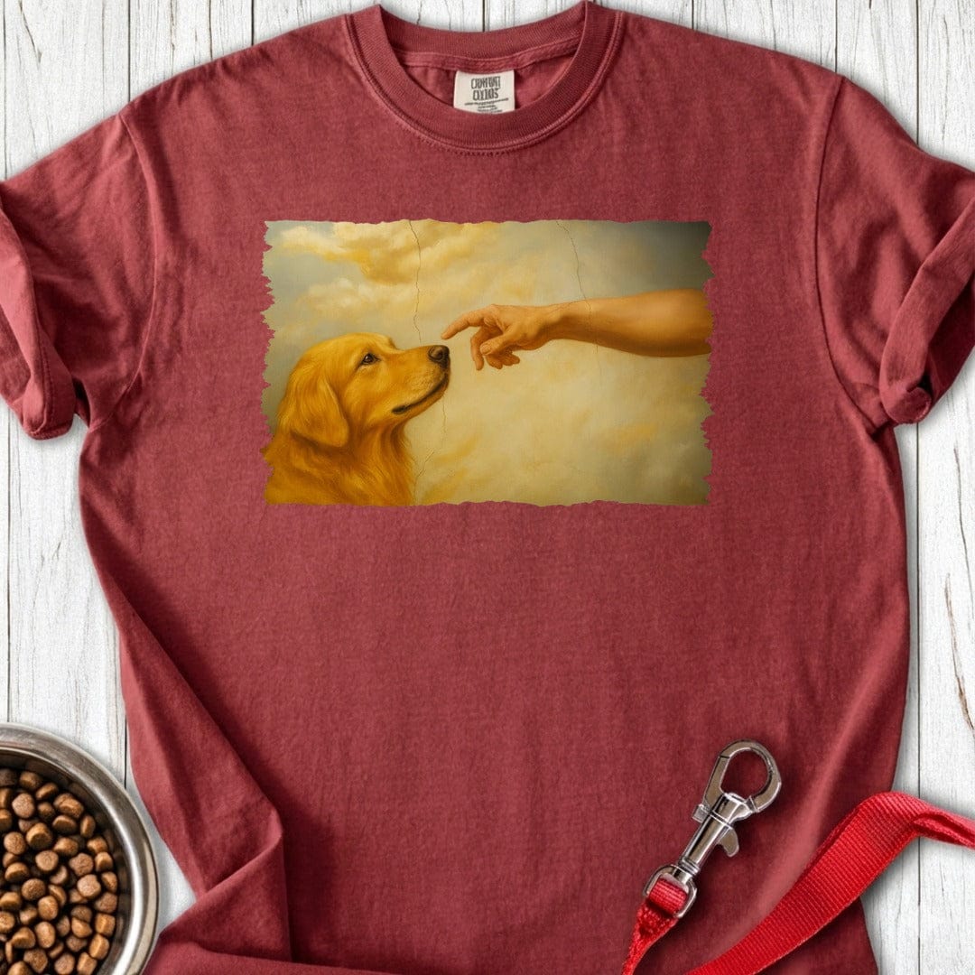 God Creates Golden Retriever Premium Tee Brick