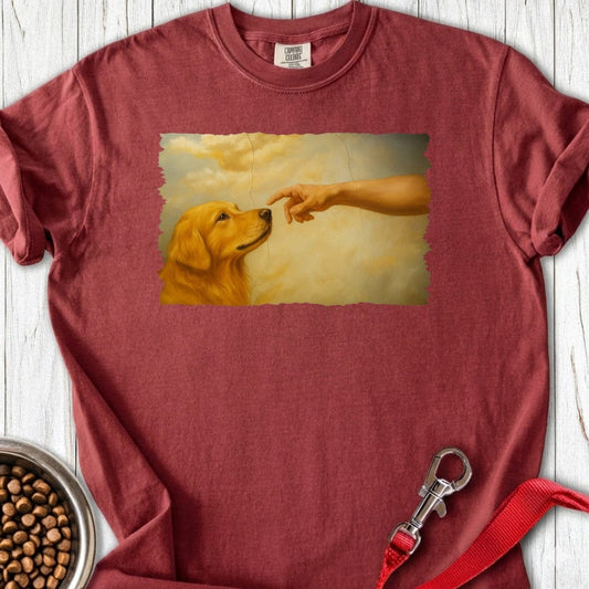 God Creates Golden Retriever Premium Tee Brick