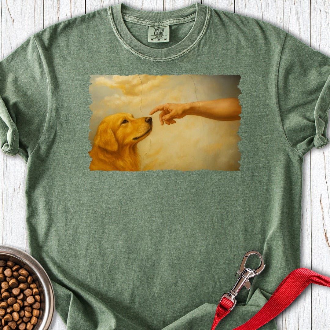 God Creates Golden Retriever Premium Tee Moss