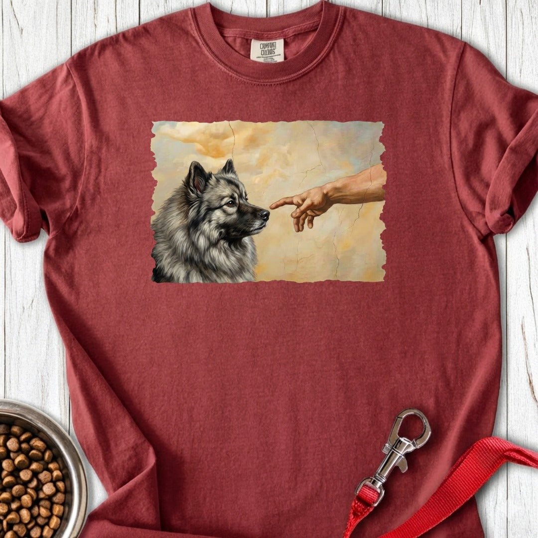 God Creates Keeshond Premium Tee Brick