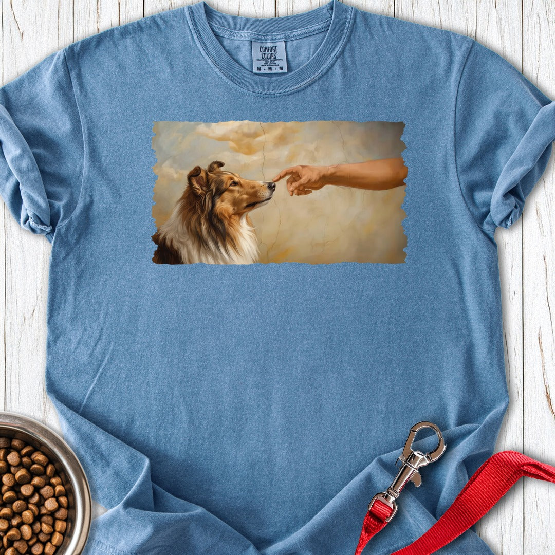 God Creates Rough Collie Premium Tee Blue Jean