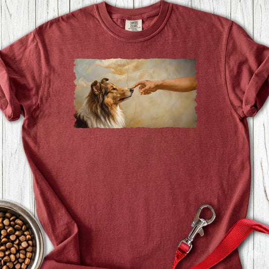 God Creates Rough Collie Premium Tee Brick