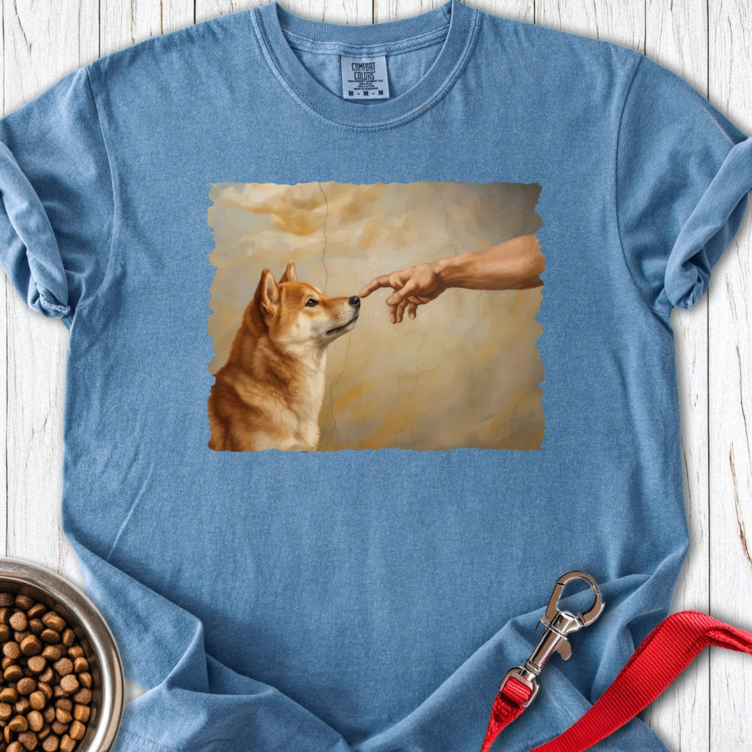 God Creates Shiba Inu Premium Tee Blue Jean