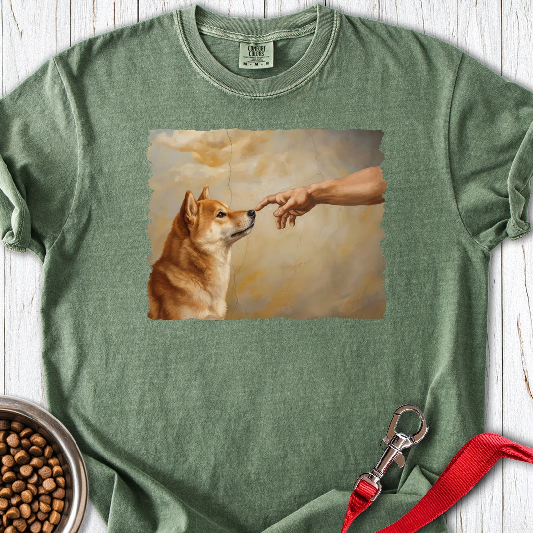 God Creates Shiba Inu Premium Tee Moss