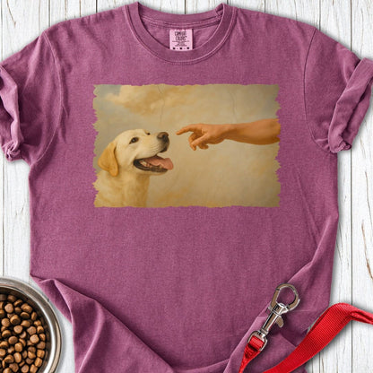 God Creates Yellow Lab Premium Tee Berry