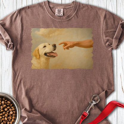 God Creates Yellow Lab Premium Tee Espresso