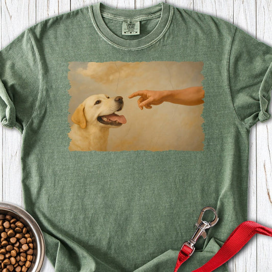 God Creates Yellow Lab Premium Tee Moss