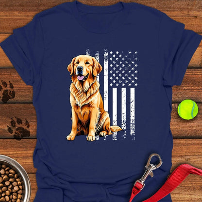 Golden Retriever USA Flag T-Shirt Navy