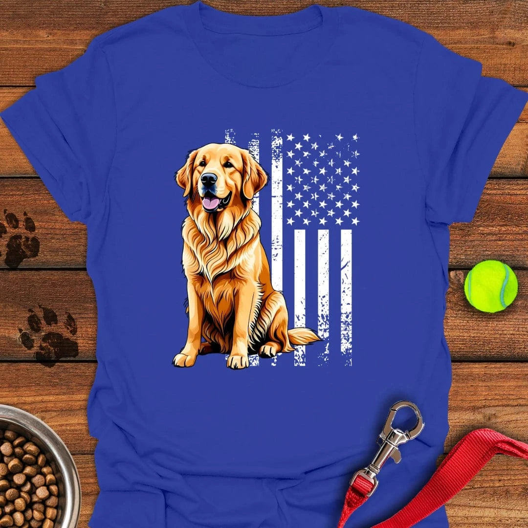Golden Retriever USA Flag T-Shirt