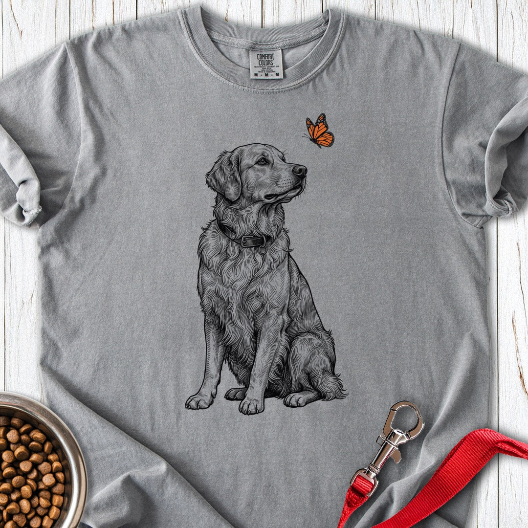 Golden Retriever Butterfly Premium Tee Grey