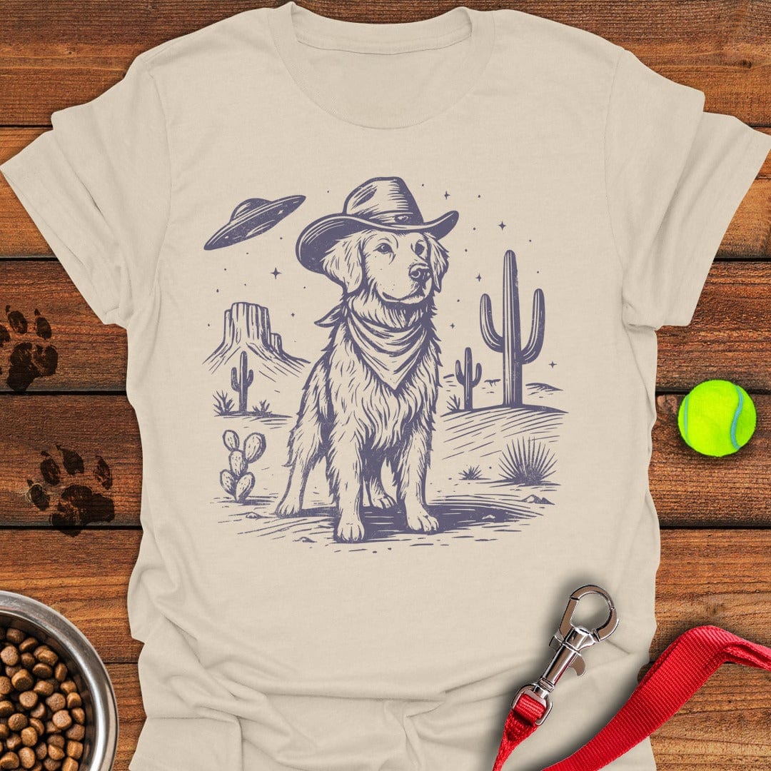 Golden Retriever Cowboy UFO T-Shirt Natural
