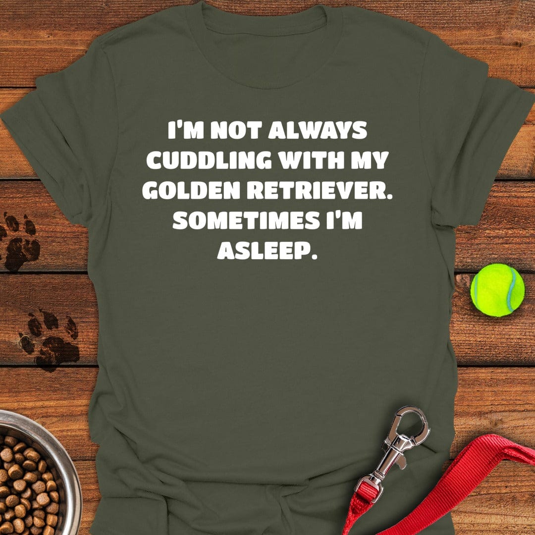 Golden Retriever Cuddling Military Green
